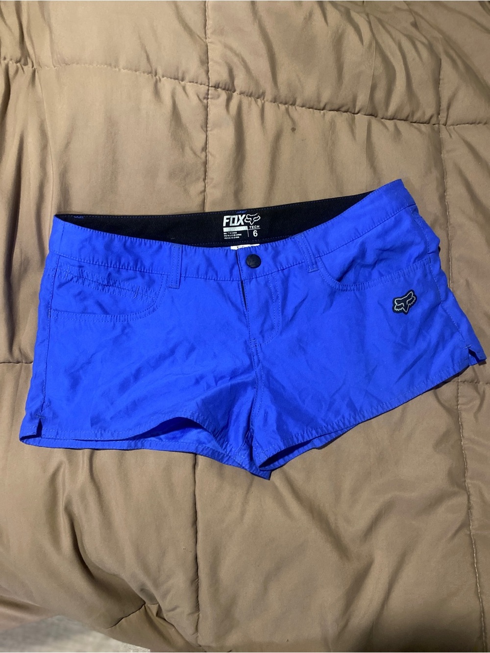 FOX tech motor sports womens blue nylon shorts 6 low rise